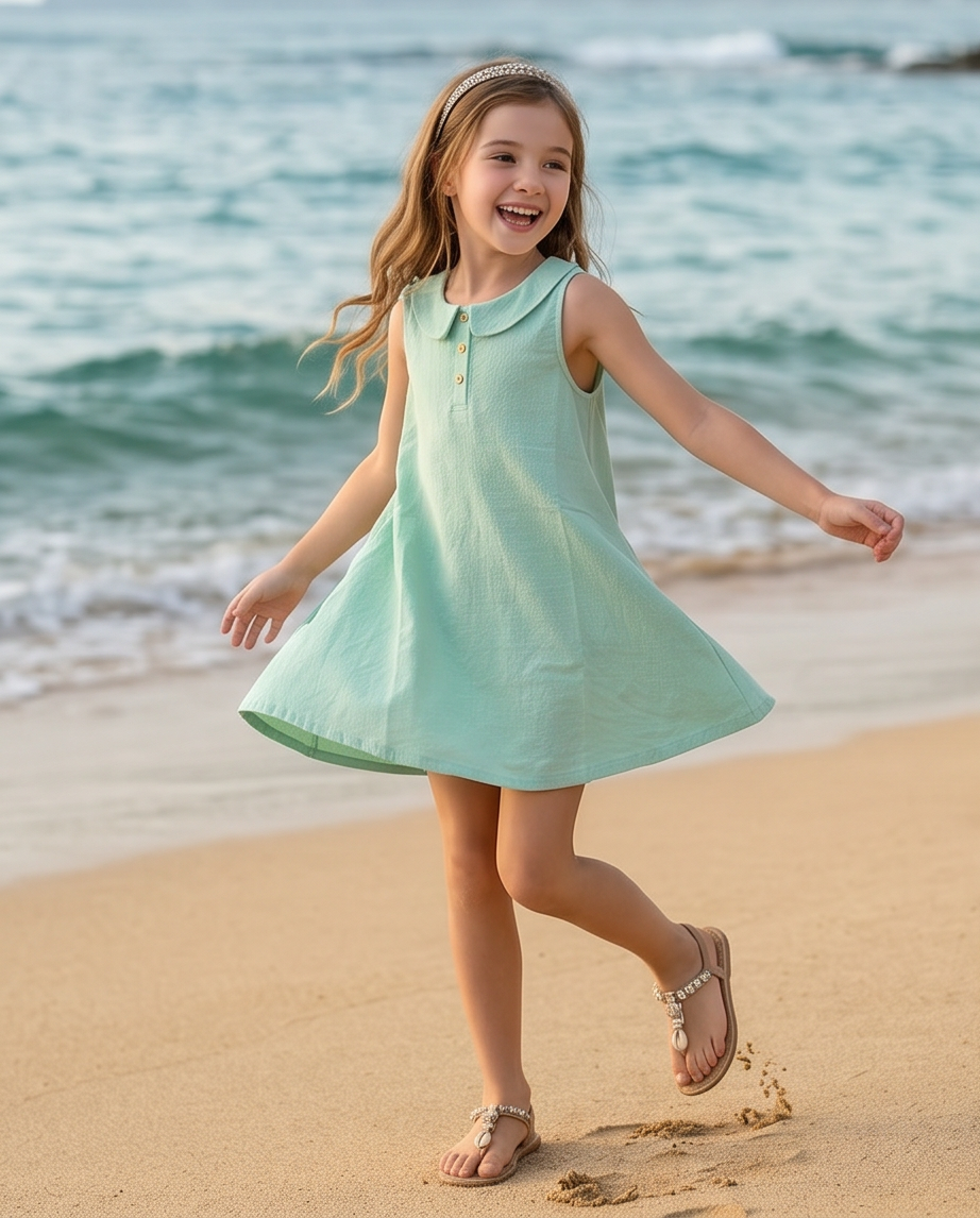 Abito verde in cotone leggero