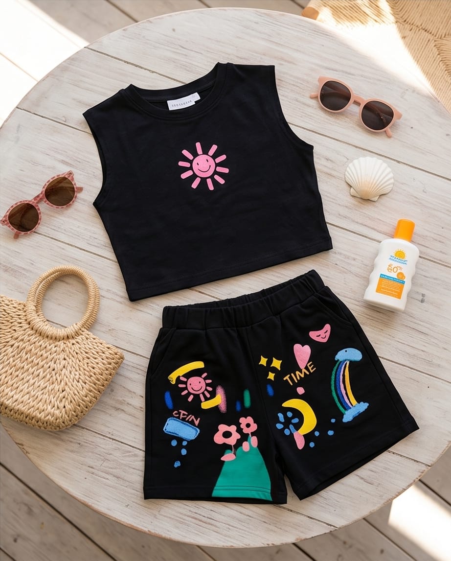 Completo short+t-shirt 100% cotone