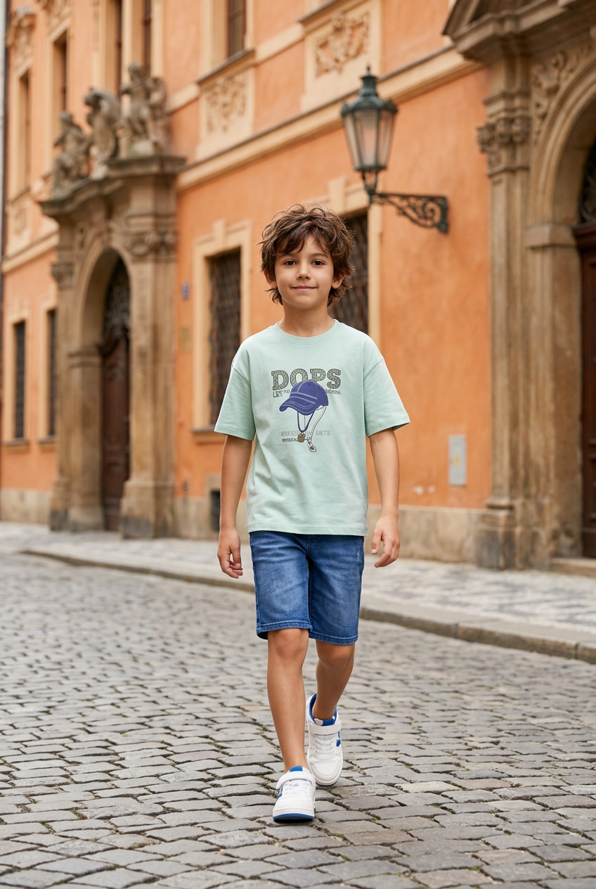 Completo jeans+ t-shirt verde