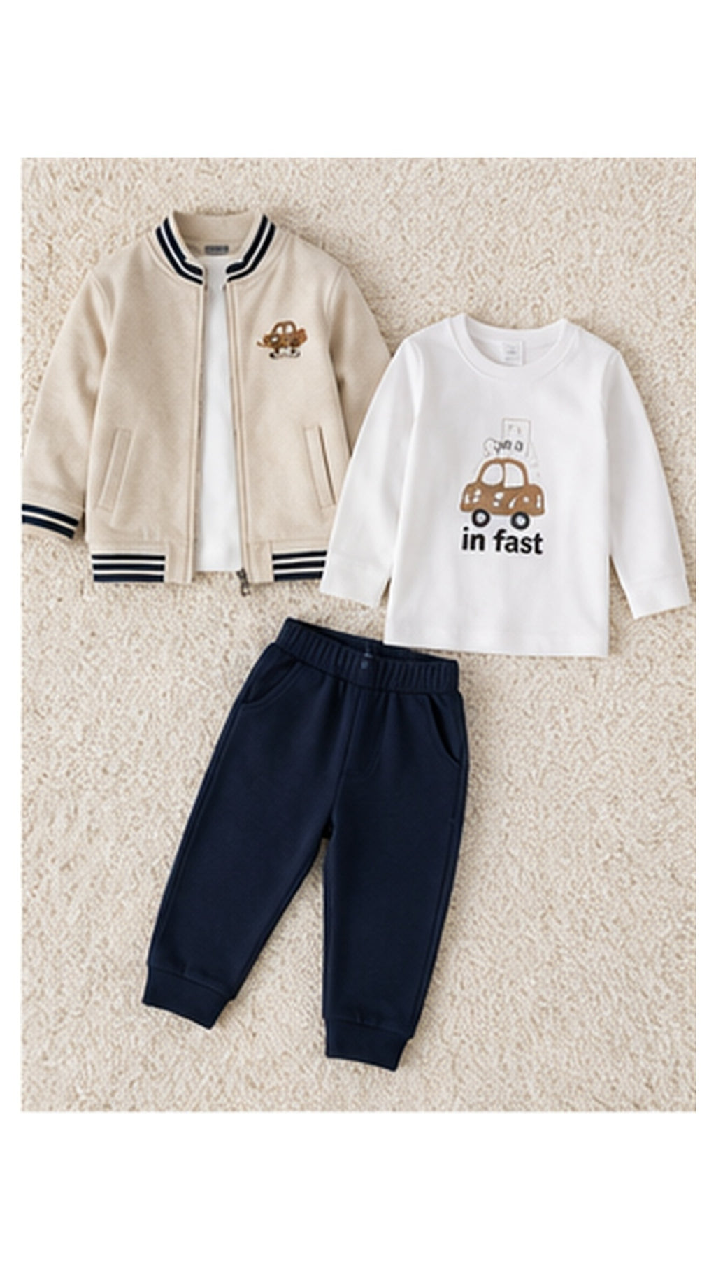 Set di 3 pezzi pantalone+maglia manica lunga+giacca