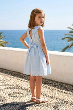 Vestito senza maniche con dettagli Sangallo 100% cotone leggero