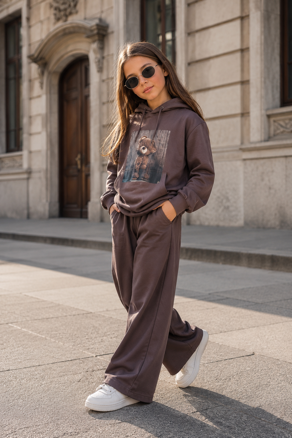 Completo Teddy Chic rosa marrone