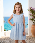 Vestito senza maniche con dettagli Sangallo 100% cotone leggero