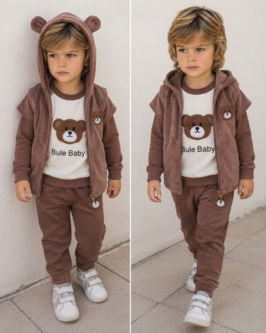 felpa+pantalone+ gilet con cappuccio