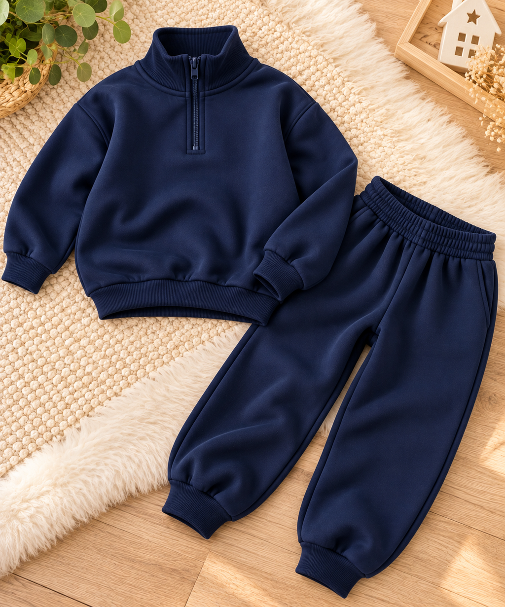 Tuta blu  felpata 100% cotone