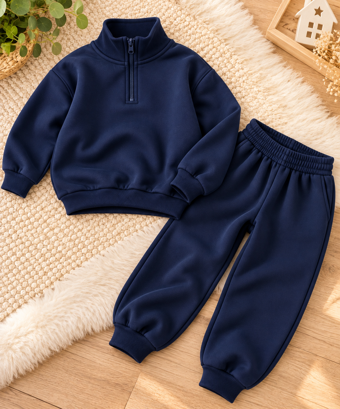 Tuta blu  felpata 100% cotone